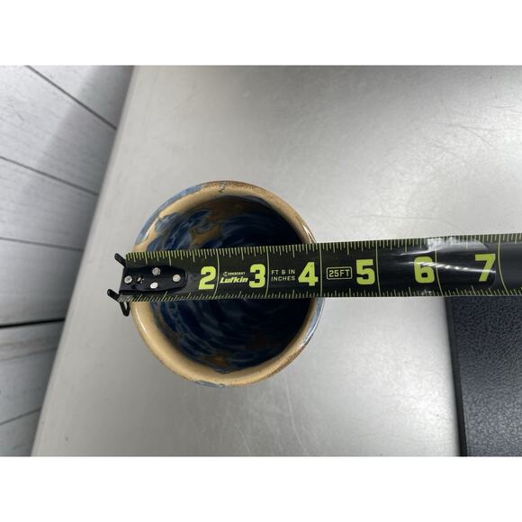 Vintage Crystalline Porcelain Vase Artist Signed Nelson Blue Metallic - Picture 7 of 7